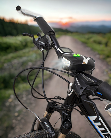 Lampka przednia rowerowa oświetlenie do roweru z klaksonem