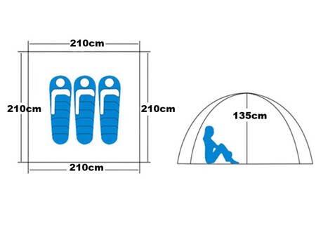 Namiot turystyczny 3-osobowy rodzinny kempingowy plażowy wodoodporny z tropikiem