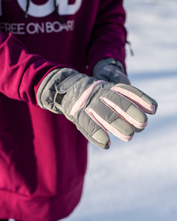 Rękawiczki narciarskie zimowe na snowboard narty M/L szaro-różowy