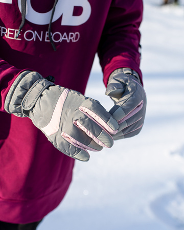 Rękawiczki narciarskie zimowe na snowboard narty M/L szaro-różowy