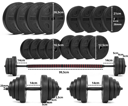 Sztanga 2w1 hantle - zestaw 40kg Pretorians