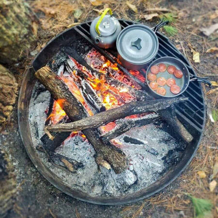 Zestaw garnków naczyń turystycznych pod namiot czarny